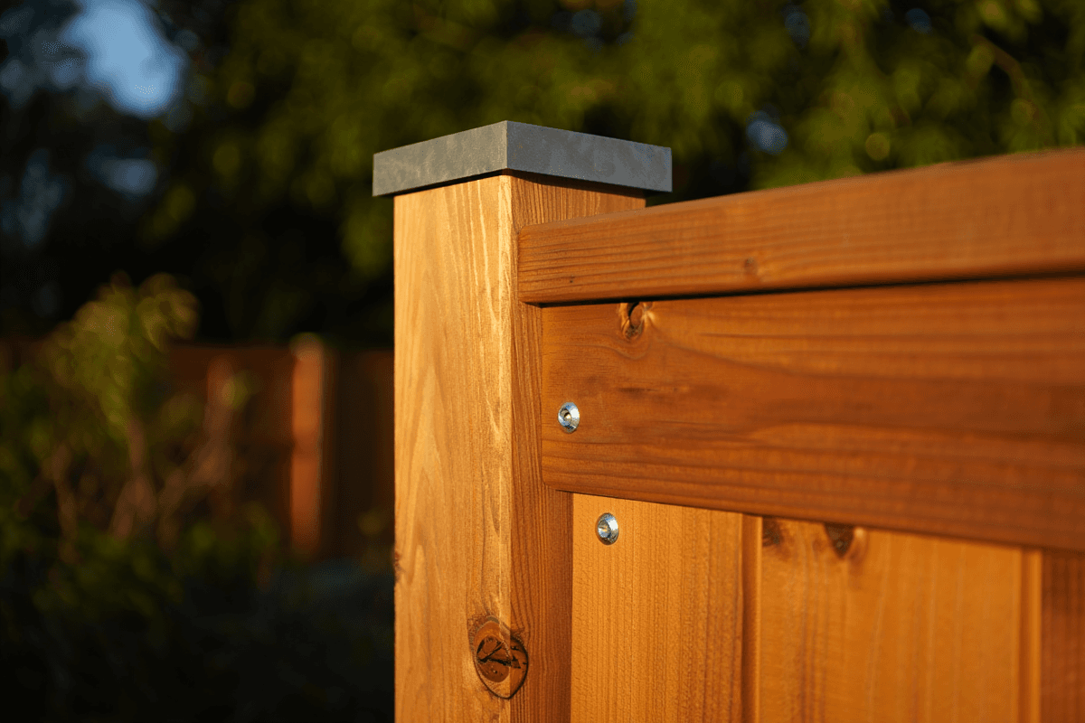 Fence installation in progress — posts set and alignment checked by Slick Pro Service