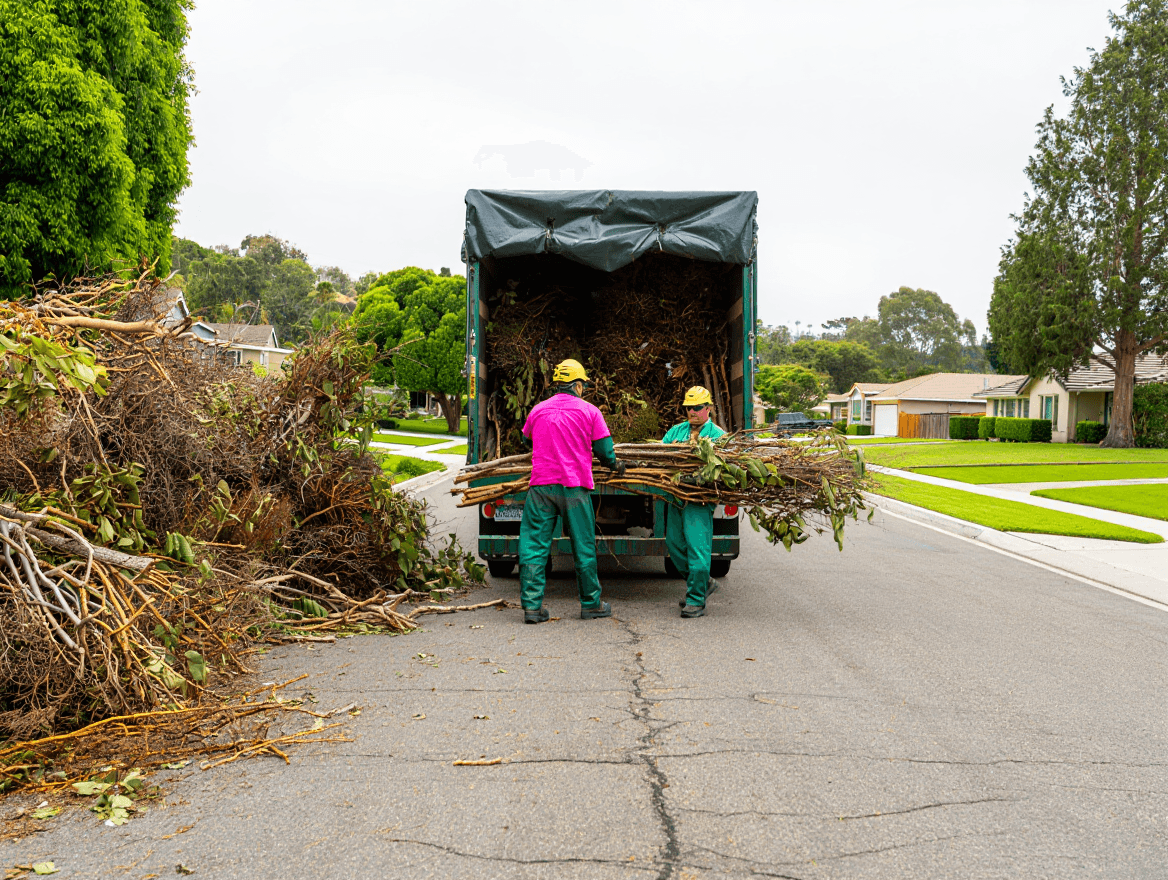 Curbside junk removal in Marin County — dresser loaded onto truck